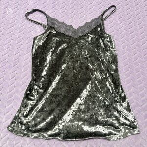No Boundaries Shimmering Gray Velvet Tank Top